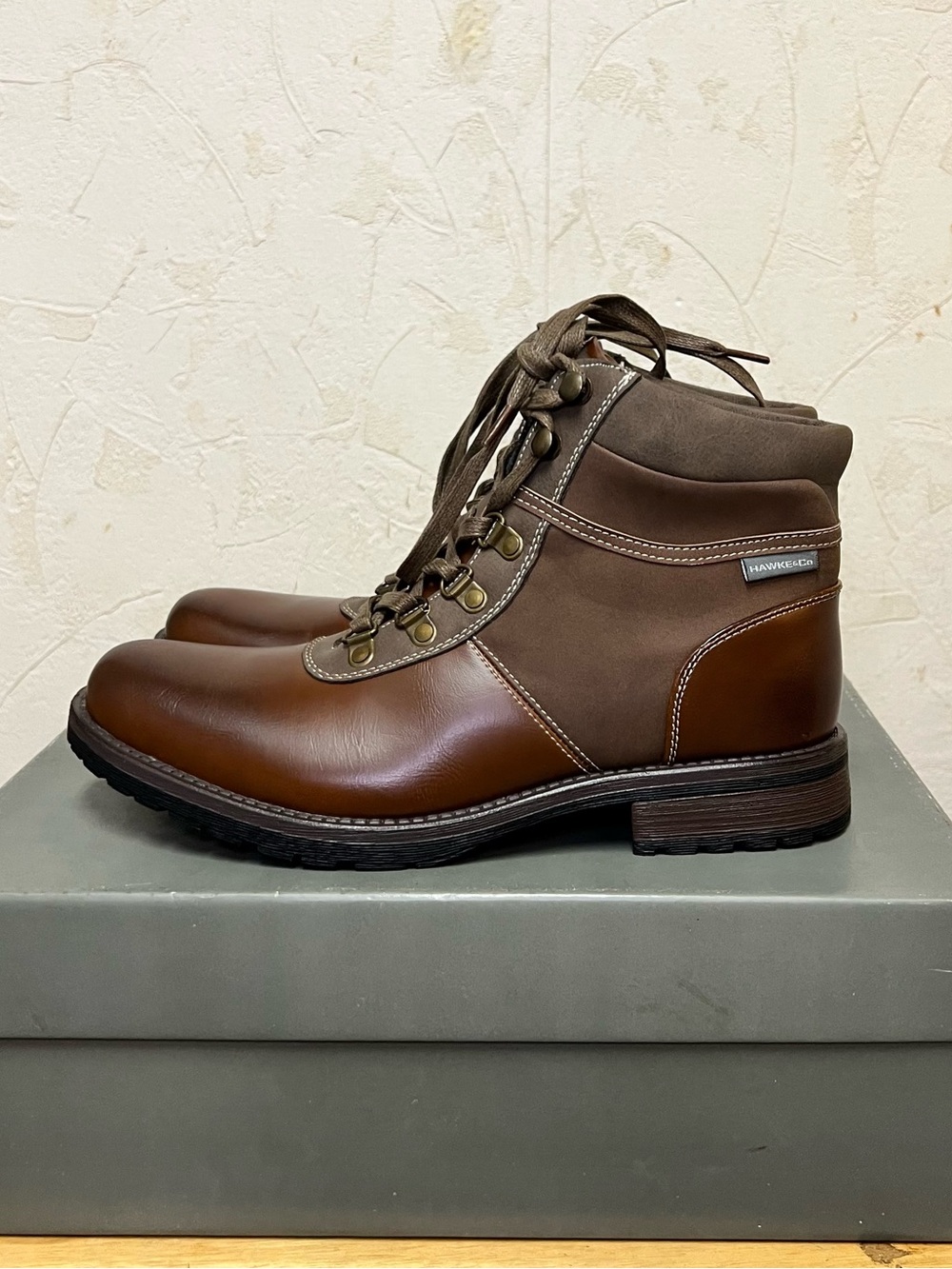 Hawke & Co Rainier Men's Brown Leather Suede Combat Boots Sz 8 - New!